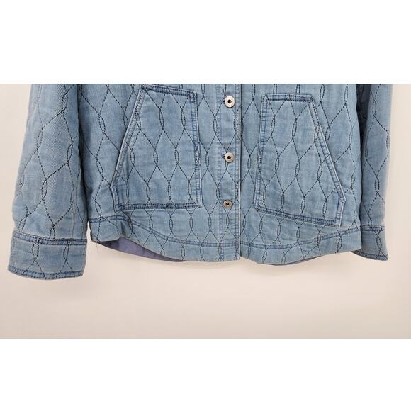 J. Jill Quilted Chambray Barn Jacket Size XS Petite Blue - Picture 6 of 9